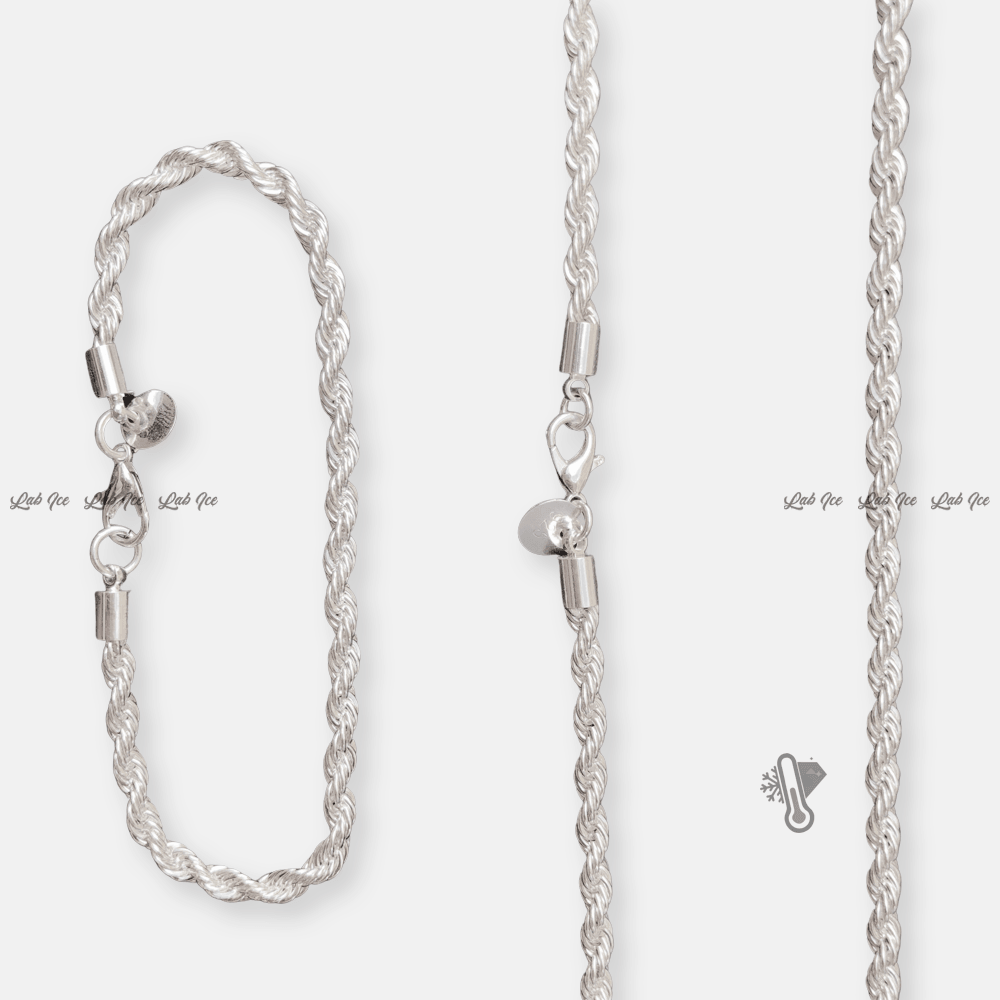 KIT ROPE EM PRATA 925 - CORRENTE & PULSEIRA - LAB ICE