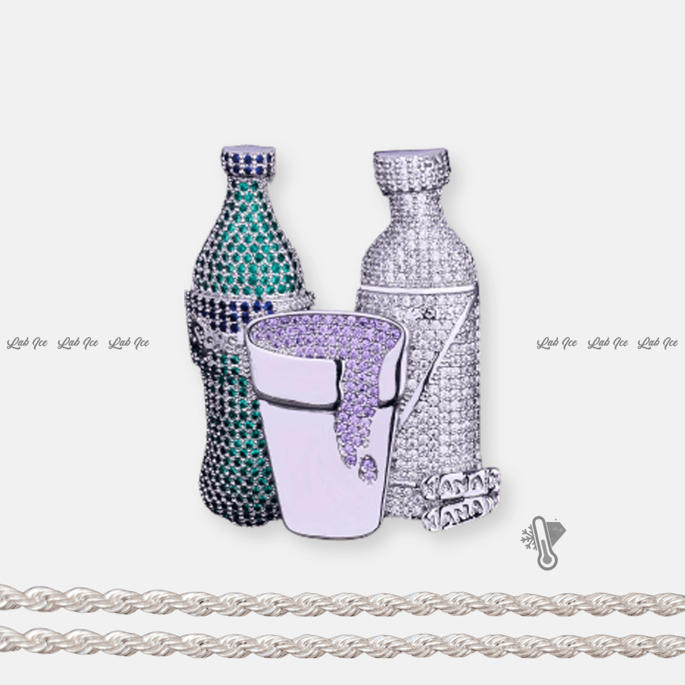 PINGENTE SPRITE & CODEIN + CORRENTE - LAB ICE
