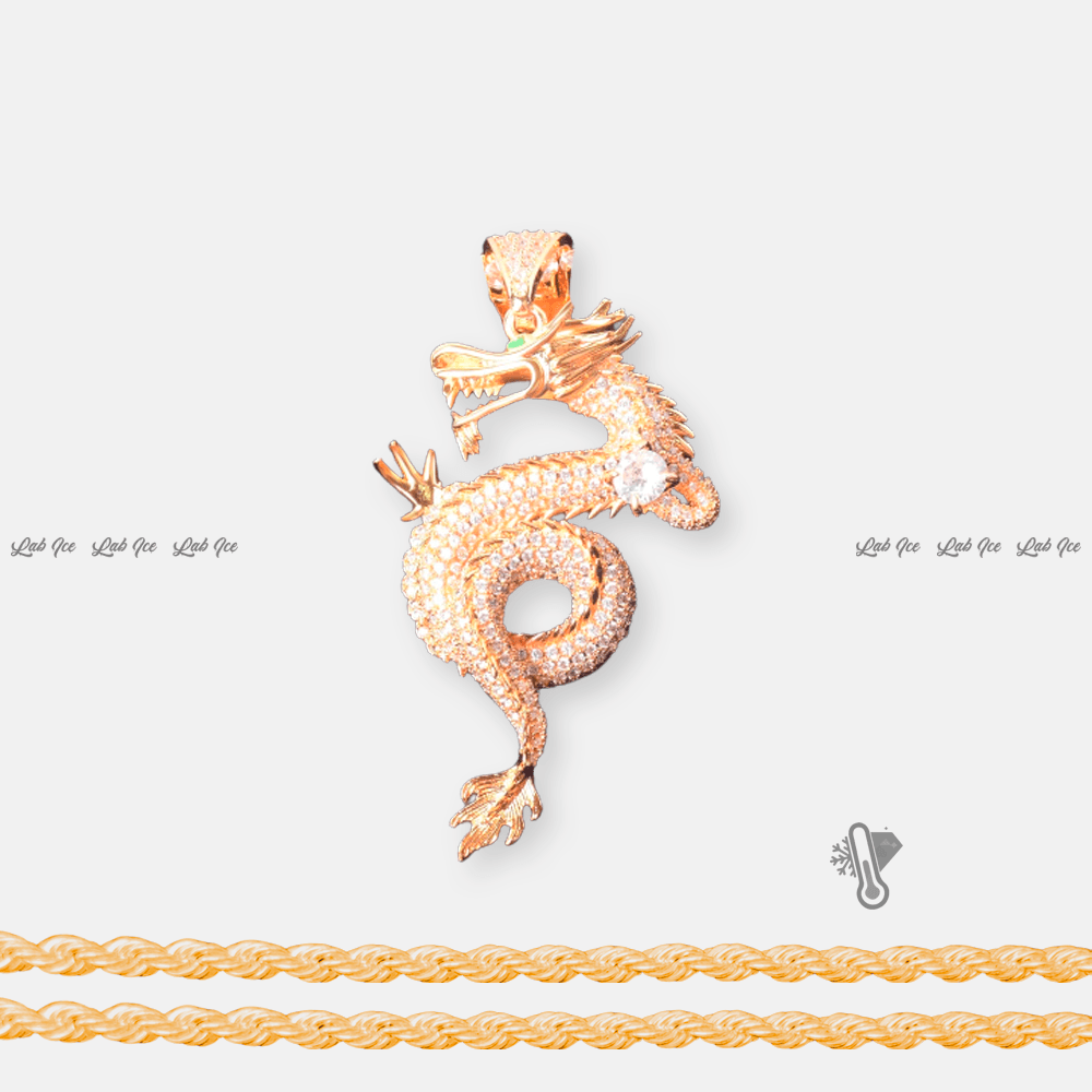 PINGENTE DRAGON + CORRENTE - LAB ICE