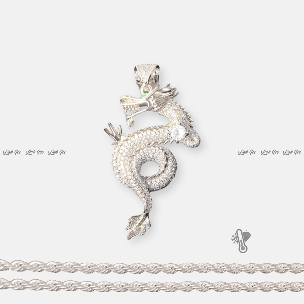 PINGENTE DRAGON + CORRENTE - LAB ICE
