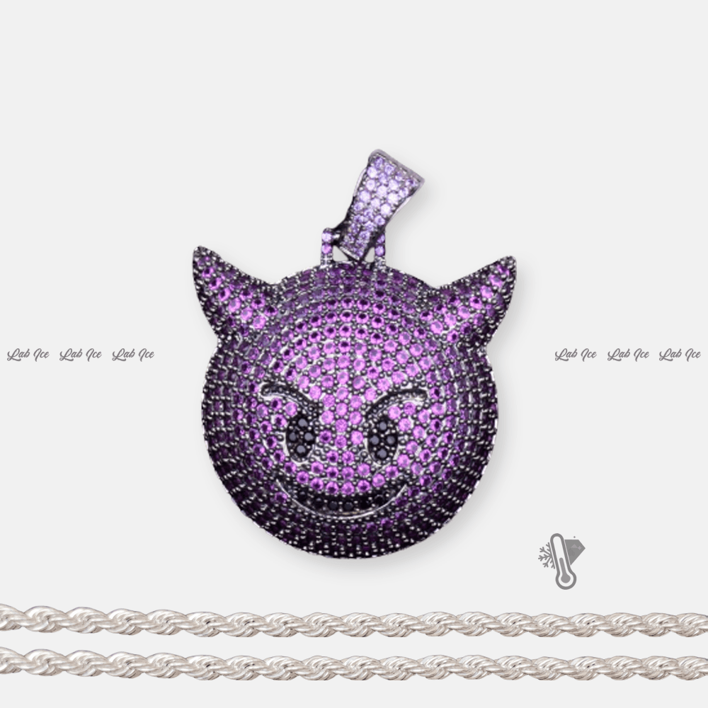 PINGENTE EMOJI DEMON ROXO + CORRENTE - LAB ICE