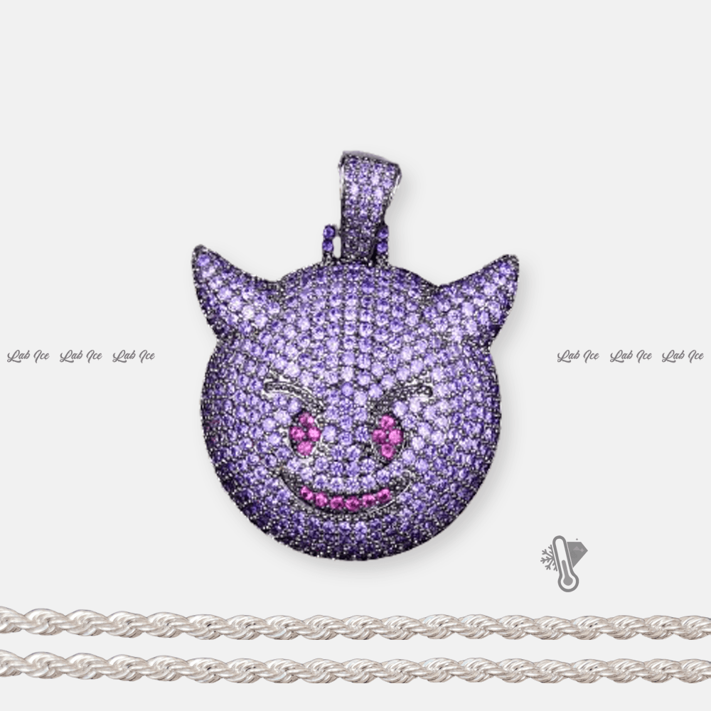PINGENTE EMOJI DEMON ROXO + CORRENTE - LAB ICE
