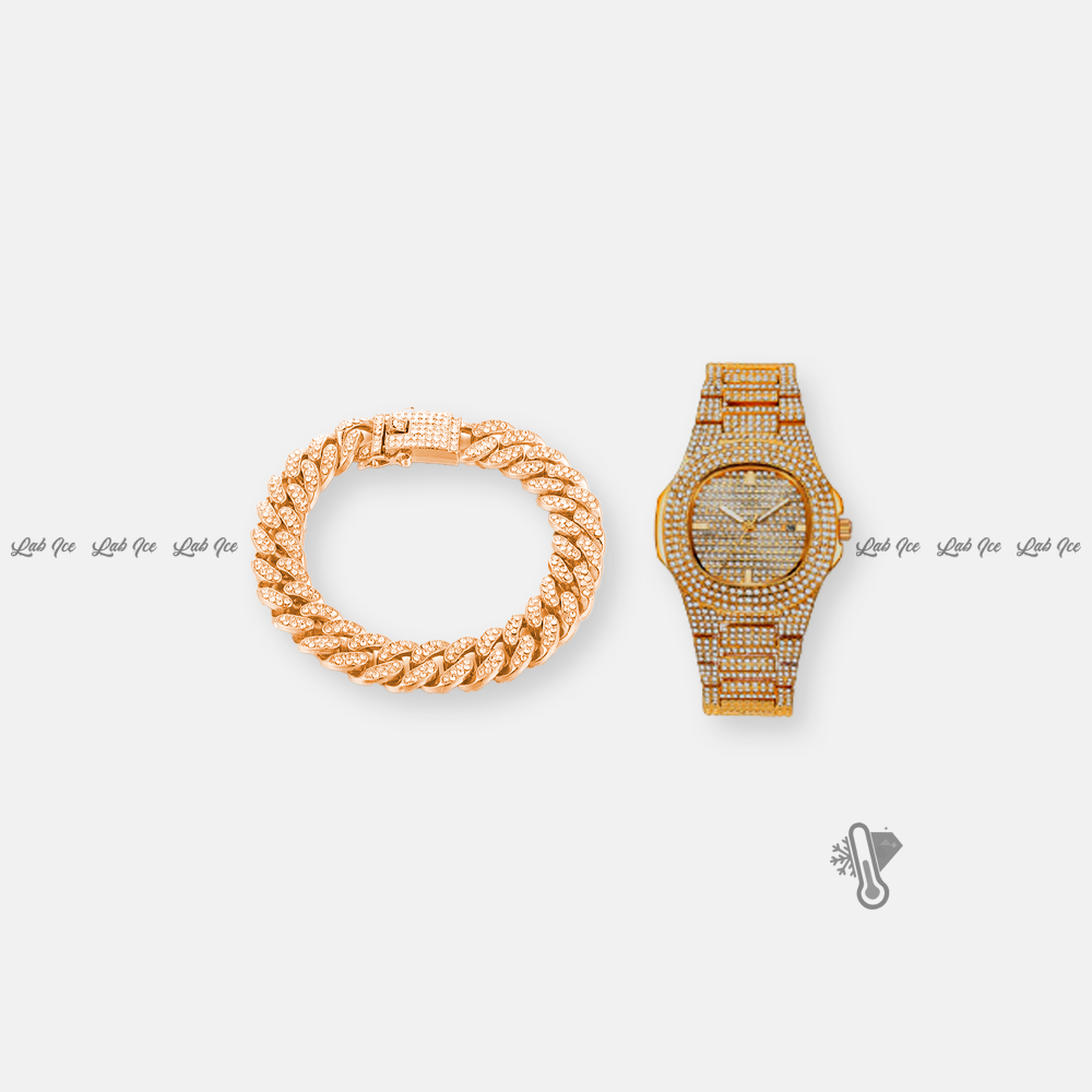 KIT PATEK + PULSEIRA ICE CUBAN MIAMI - LAB ICE