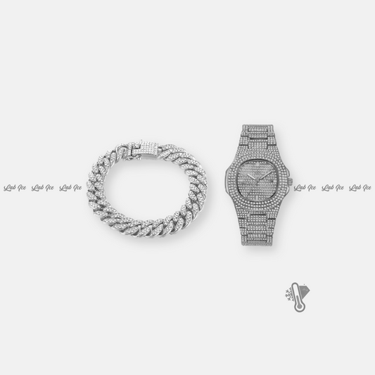 KIT PATEK + PULSEIRA ICE CUBAN MIAMI - LAB ICE