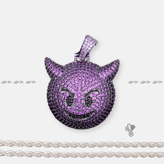 PINGENTE EMOJI DEMON ROXO + CORRENTE - LAB ICE